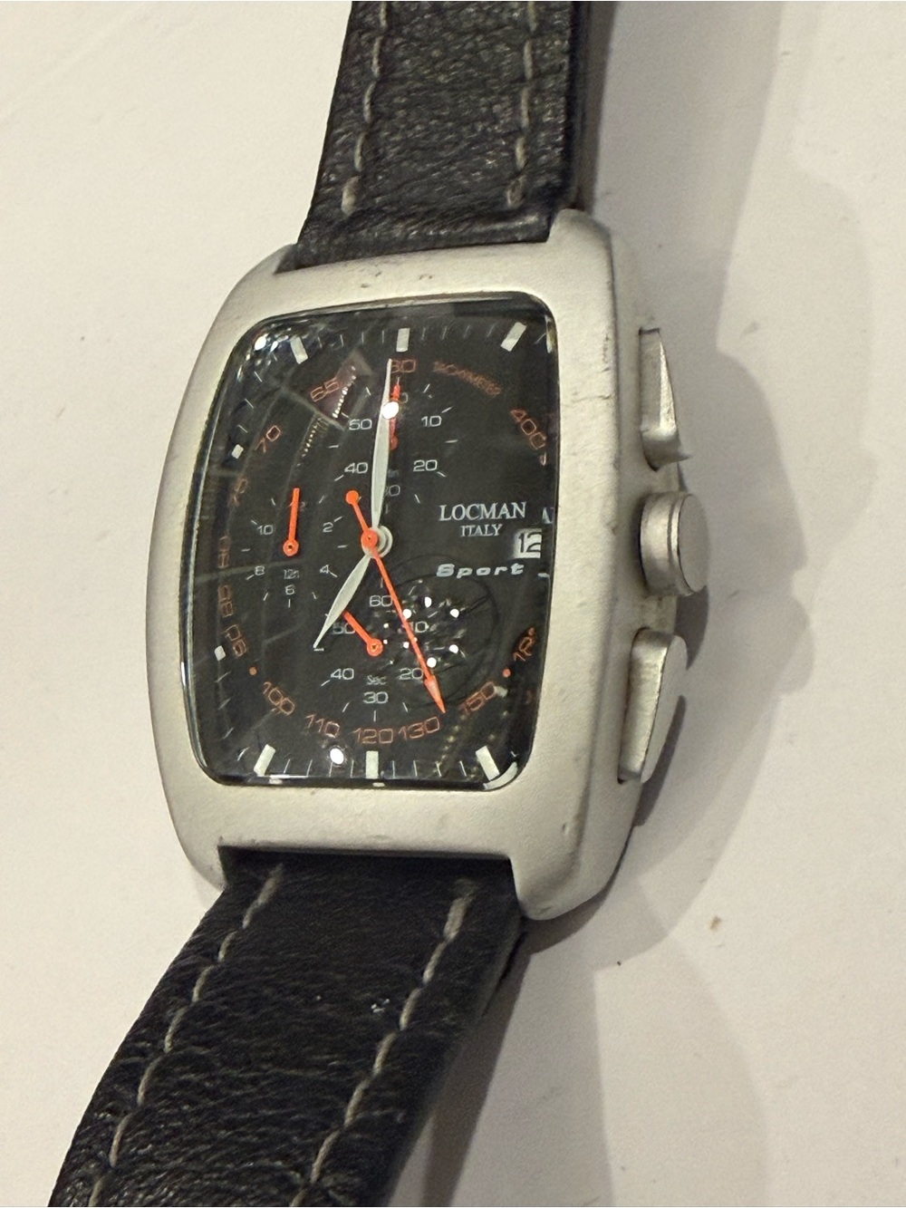 Locman Italy Sport Chronograph Watch - Black with Orange Accents